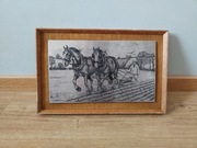 Obraz reprodukcja w metalu drewniana rama antyk