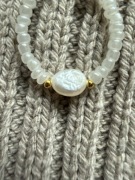 Pierścionek z koralików szklanych i perła słodkowodna hodowlana