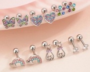 SREBRNE kolczyki 6 par dla mamy i córki Stal chirurgiczna 