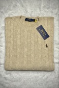 Polo Ralph Lauren sweter vintage cable knit beżowy kremowy basic M unisex