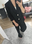 Elegancki czarny garnitur damski Madeleine w drobne kropeczki, rozmiar S