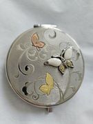 Lusterko do torebki na prezent małe srebrne lusterko vintage motyle