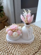 Zestaw Tacka bukiet wazon box ze świeczek