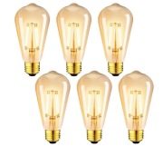 6x Żarówka Dekoracyjna Ozdobna E27 Led Dymione Szkło ST64 Edison 4W