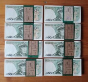 Paczka bankowa 50 złotych 1988 rok  zestaw 8 sztuk.