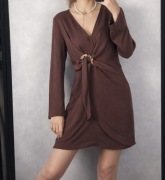 TOPshop nowa brązowa sukienka kopertowa z klamrą M/38 wesele randka