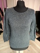 H&M sweterek dekolt ozdobny S