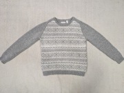 Szary wzorzysty elegancki bawełniany sweter z wełną Okaidi 152