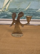 Świecznik mosiężny – anioł / postać stylizowana | vintage