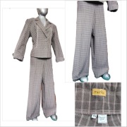 Eleganckie szerokie spodnie do garnituru w kratkę – klasyka z charakterem