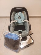 Zestaw bobasa: MaxiCosiPebble z adapterem + śpiworek + podpupnik + lusterko