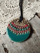 Ceramiczny wisior boho, rękodzieło 