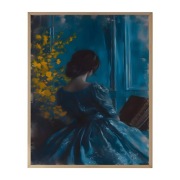 Plakat 40x50cm -Kobieta,obraz, niebieski, farby,sypialnia,korytarz