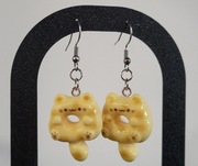 Kolczyki rude kotki-donuty, ręcznie składane