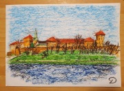 "Wawel" - rysunek pastelami olejnymi A5