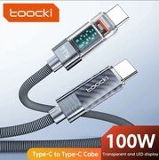 PRZEWÓD Z WYŚWIETLACZEM LED USB-C SZYBKIE ŁADOWANIE TYP C 100W 1M TOOCKI