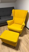 Fotel STRANDMON uszak, Skiftebo żółty IKEA + pufa