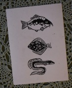 Odbitka linorytu ,,Ryby''