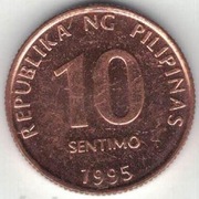 Filipiny 10 sentimo centymów 1995 -  17 mm - nr 1