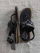 Nowe czarne skórzane rockowe buty sandały japonki Gluv 40 skóra naturalna