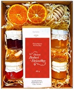 KOSZ PREZENTOWY PREZENT UPOMINEK HERBATA MIÓD DLA NA DZIEŃ BABCI I DZIADKA