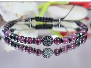 BRANSOLETKA DRZEWKO SZCZĘŚCIA KAMIEŃ HEMATYT GRANAT ONYKS REGULOWANA SZE.17