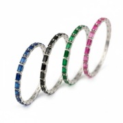 Bransoletka Srebrna Czarny/Niebieski/Zielony/Różowy