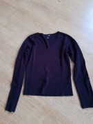 czarny sweterek w serek, H&M, S