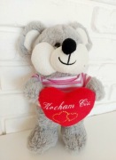 Szara maskotka pluszak Myszka miś serce Walentynki