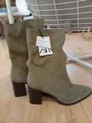 Zara botki damskie skórzane naturalna skóra rozmiar 39 nowe 