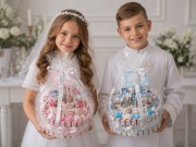 Torcik słodki bukiet box Kinder Raffaello pierwsza komunia Święta urodziny