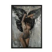 Plakat 50x70cm -Kobieta, naga,,obraz, czerń ,beż ,szary, nowoczesne