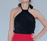 Top 100% jedwab, Warehouse, rozm. z metki 36, czarny, wiązany na szyi 