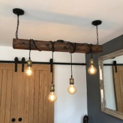 Lampa Wisząca Belka Drewniana Loft Rustykalna Dąb Ręcznie Robiony Żyrandol