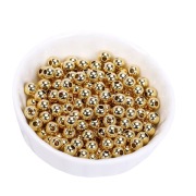 Koraliki Dystansowe, Kulka gładka, Pozłacane 14K, 3 mm., 20 szt.