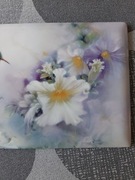 Obraz ,Obrazek na szkle, koliber wśród  kwiatów 