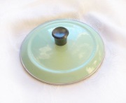 miętowa pokrywka prl, emaliowana pokrywka 15,5, vintage pokrywki do garnków