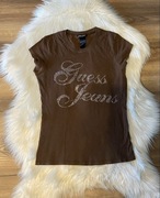 Brązowy t-shirt Guess S