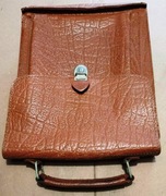 Teczka mini, saszetka,  Skóra, Brązowa, RETRO, VINTAGE, PRL