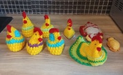 Szydełkowy kogucik, kurczak osłonka na jajko Wielkanoc 7 sztuk