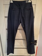 Granatowe spodnie garniturowe w kratkę 