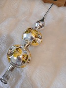 Szklany czubek szpic choinkowy z reflektorkami stary z okresu PRL