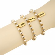 Bransoletka Stal Szlachetna Perełki zawieszka LUCK/HOPE/FAITH