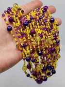 Naszyjnik Orientalna kaskada fiolet żółty wielowarstwowy masywny Handmade