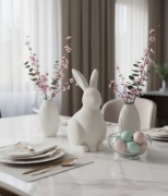 Ozdoba dekoracja wielkanocna do domu wnętrza - figurka zając wielkanocny 