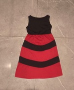 Czarno czerwona sukienka w paski dla dziewczynki 120 elegancka sukienka