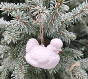 Bombka ozdobna Kura Silka biała