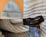 Zara czapka nakrycie głowy damska męska ciepła szara wywijana