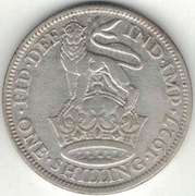 Wielka Brytania 1 szyling shilling 1927 - 23,59 mm - srebro Ag - nowy typ