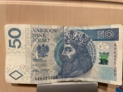 Banknot obiegowy 50 zł seria AA